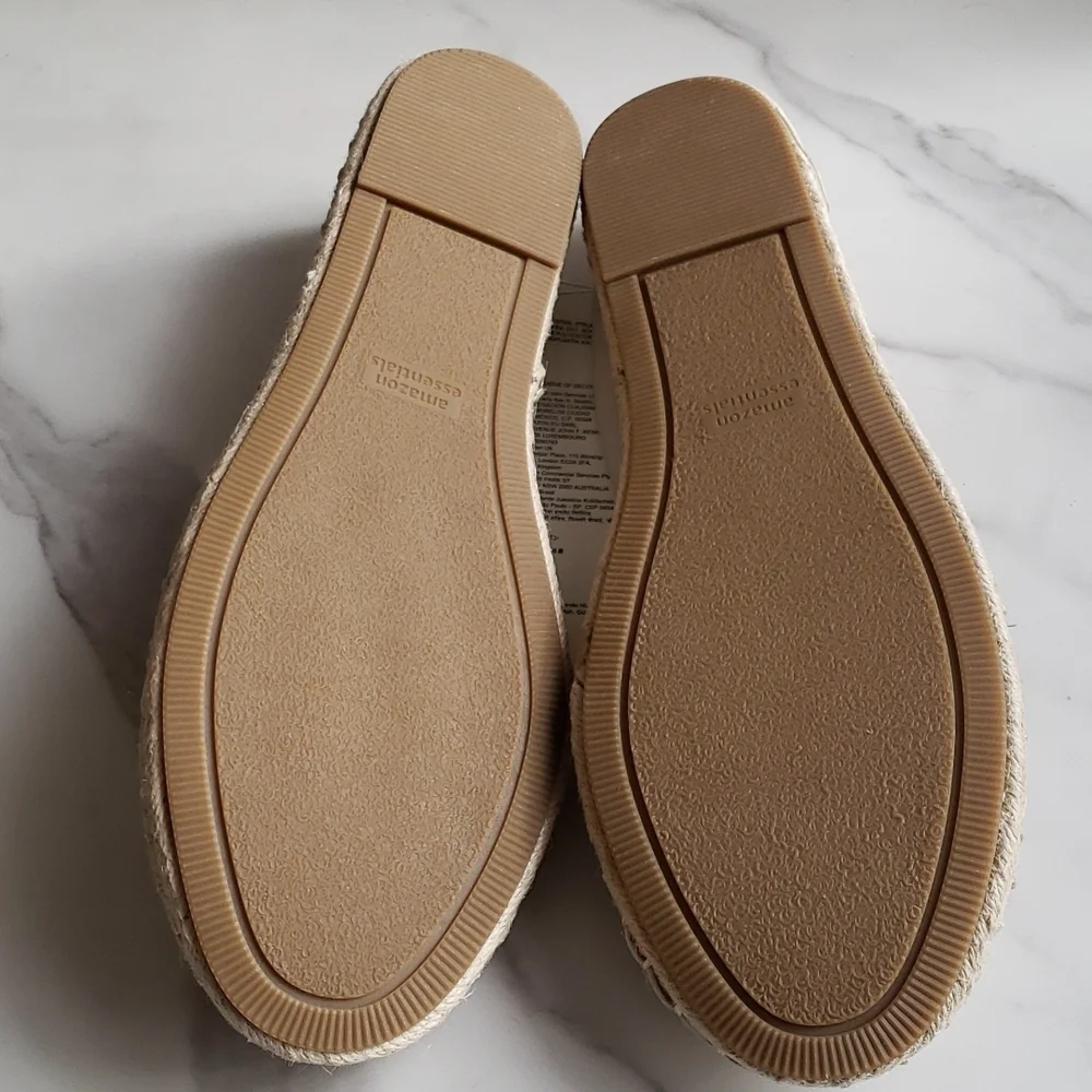 Amazon Essentials Women's Espadrille Ballet Flat in Light Beige Size 10